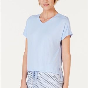 Alfani Super Soft Short Sleeve Ribbed Pajama Top